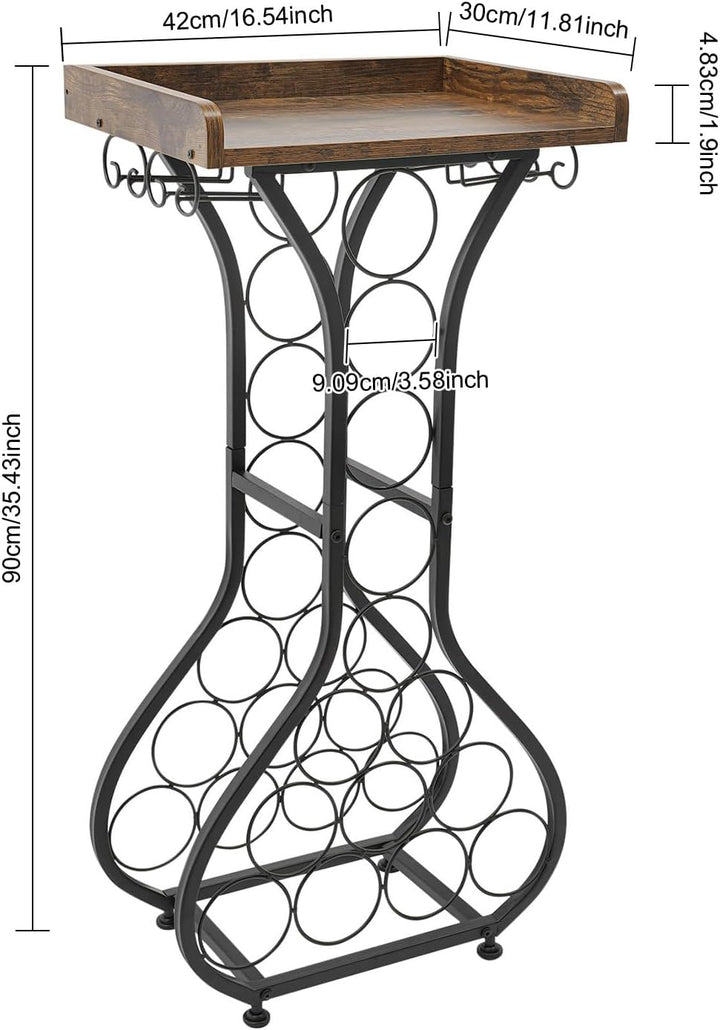 Weinregal freistehend für 14 Flaschen, 90cm Flaschenregal | Dekorativer Flaschenhalter-Ständer für K