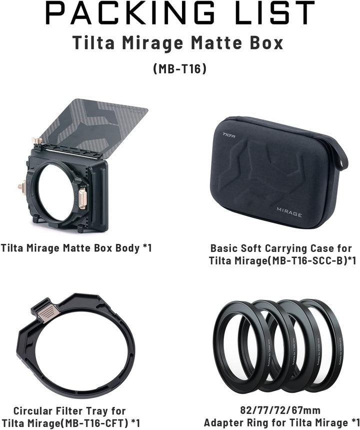 Tilta Mattbox Mirage Matte Box für DSLR und Spiegellose Kameras, mit 95mm Filterrahmen 4 Objektivada