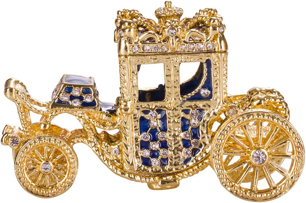 Fabergé-Stil Ei / Schmuckkästchen mit Kutsche & Doppelköpfiger Adler 9,5 cm