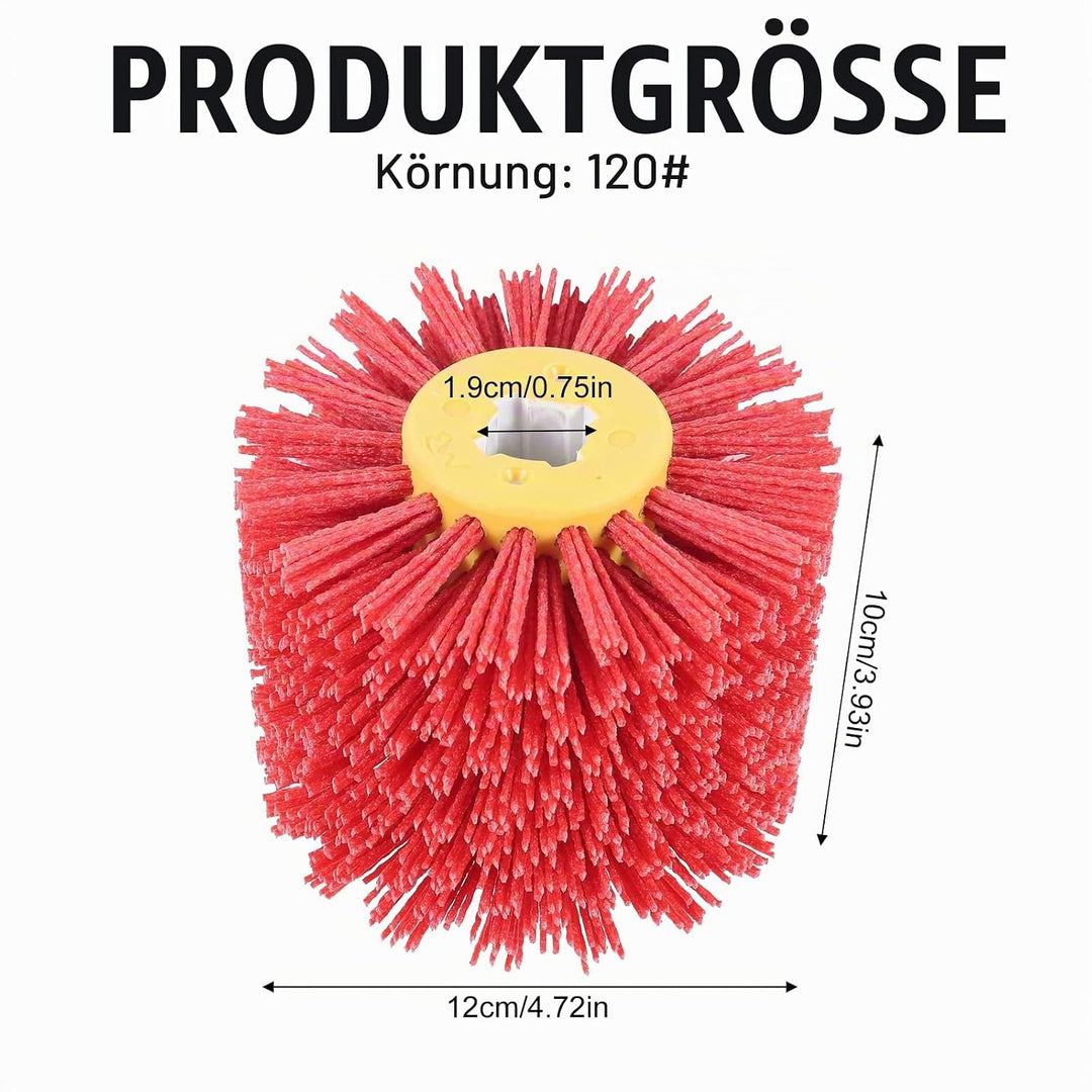 Schleifbürsten: 120 Körnung, 100mm Breite - 120mm Ø | Schleifwalze geeignet, Nylonbürste für Satinie
