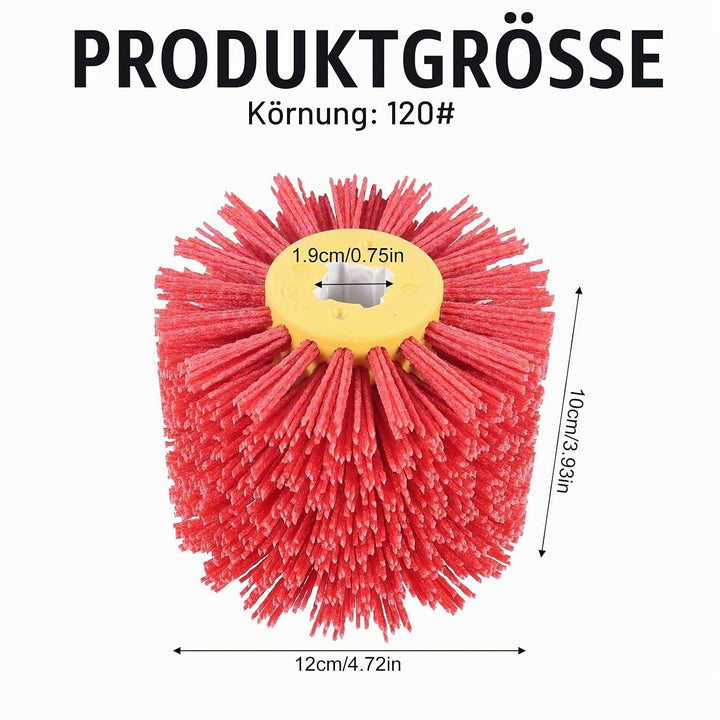 Schleifbürsten: 120 Körnung, 100mm Breite - 120mm Ø | Schleifwalze geeignet, Nylonbürste für Satinie