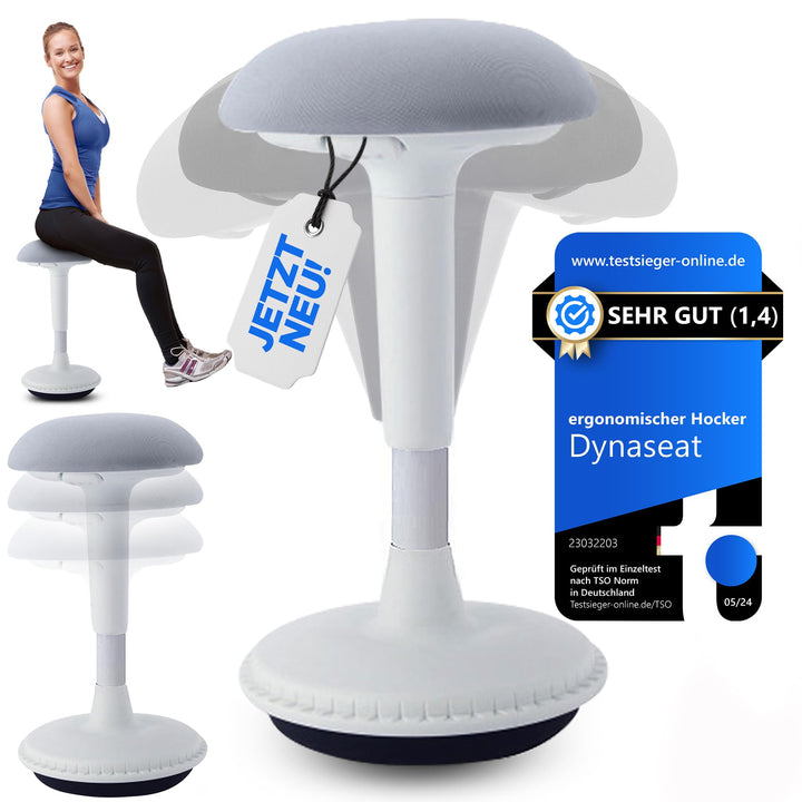 Ergonomischer Hocker höhenverstellbar zum Sitzen & Stehen (Weiss, 45-65 Variante) - Sitzhocker Bür