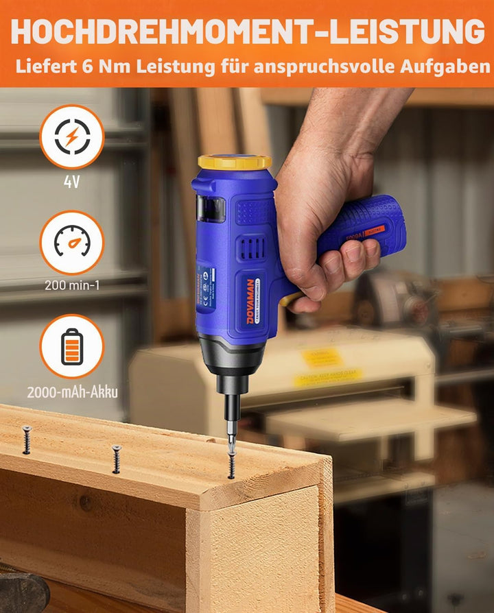 DOVAMAN E009A 6NM Akkuschrauber, Integrierte Bit-Aufbewahrung, Type-C-Schnellladung, LED, 4V Tragbar