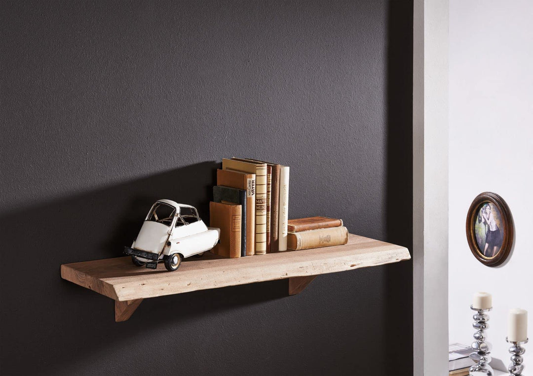 MASSIVMOEBEL24.DE Wandregal Akazie 90x30x18 Natural Stone lackiert Freeform #138