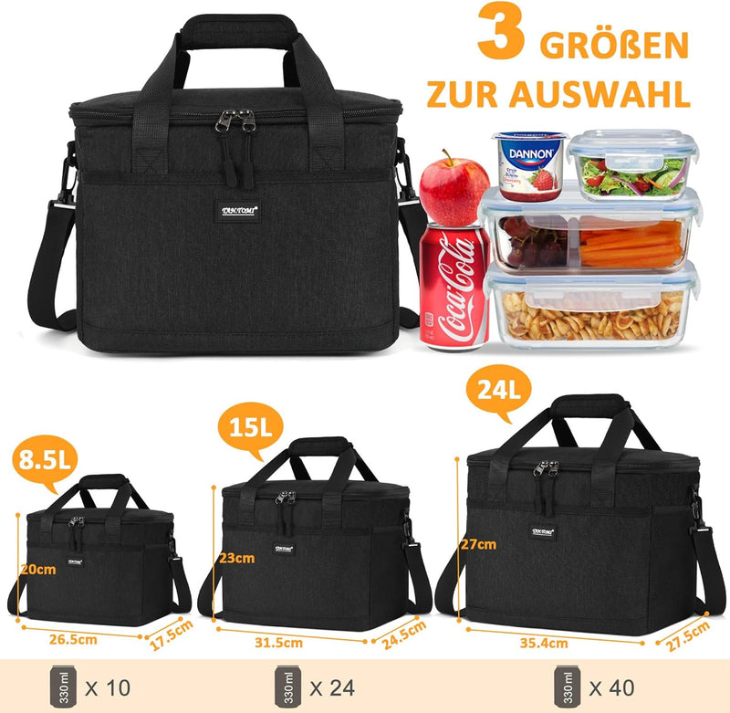 CALIYO Lunchtasche, Kühltasche, Kühltasche Faltbar für Männer Frauen Isolierte Tasche mit Reissversc