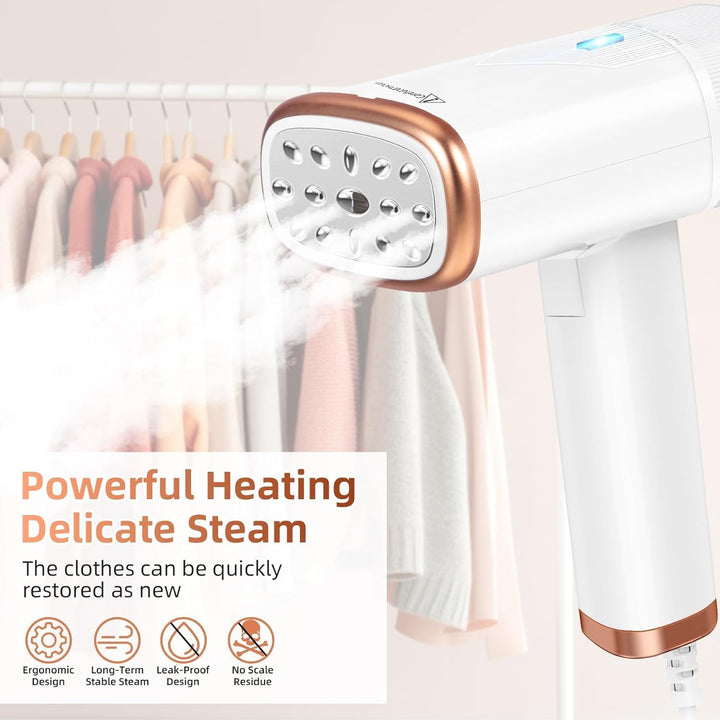 Dampfglätter Reise Steamer, 1000W Handsteamer für Kleidung mit 20s Schnellaufheizung, 360° Auslaufsc
