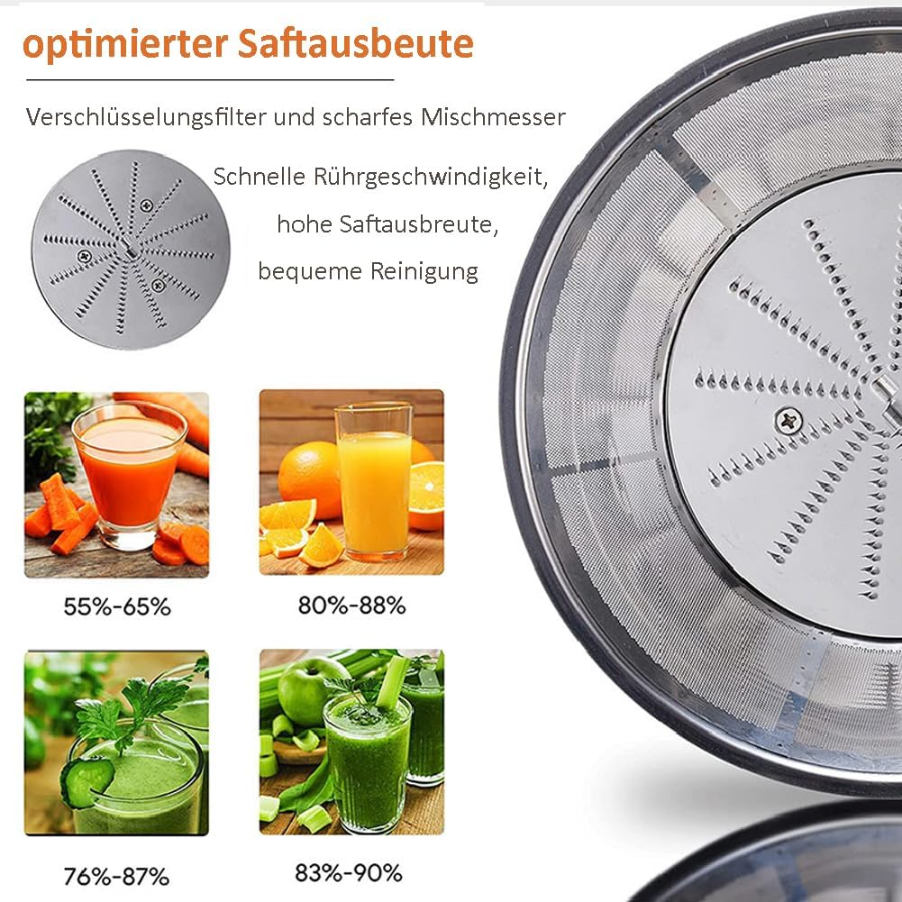 SOKANY 800W Entsafter Gemüse und Obst, Quick Juicer mit optimierter Saftausbeute, Grosse 65 mm Einfü