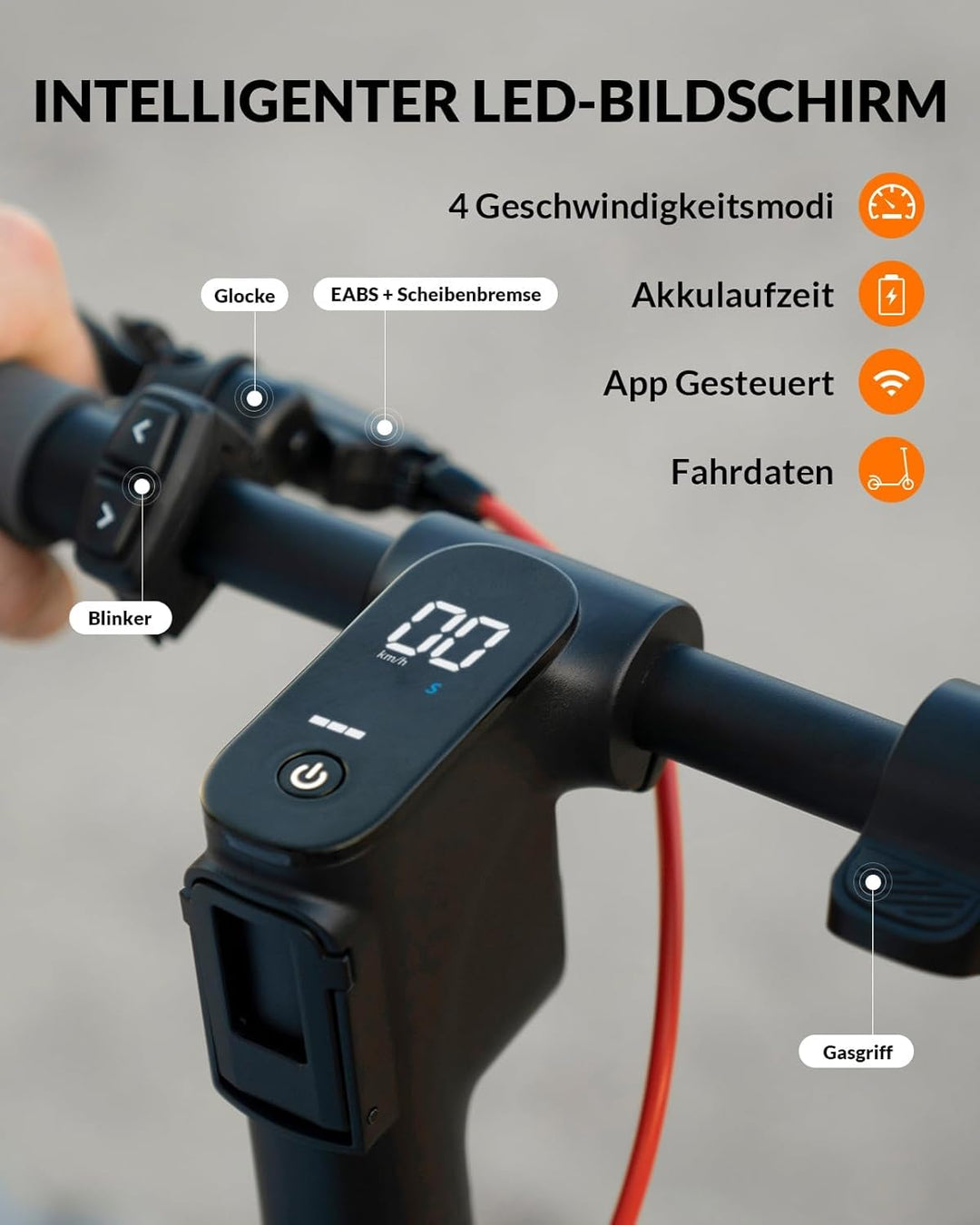 E Scooter mit Strassenzulassung ABE, 5TH WHEEL V30PRO Elektroscooter mit Blinker, 10 Zoll Reifen, 25