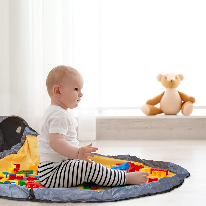 Relaxdays Aufräumsack mit Spieldecke, Spielzeug Aufbewahrung, Kinder, aufgeräumtes Kinderzimmer, HxD