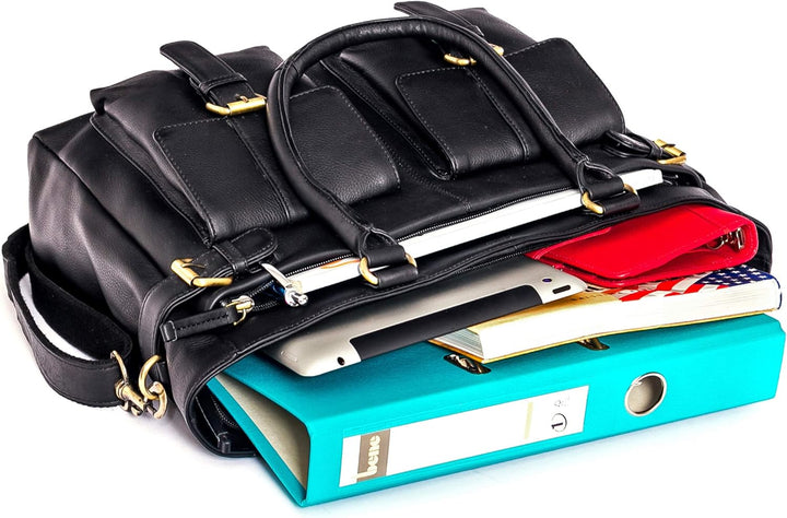 ALMADIH Premium Leder Damentasche Schultertasche Eva - Ledertasche Handtasche Umhängetasche Henkelta