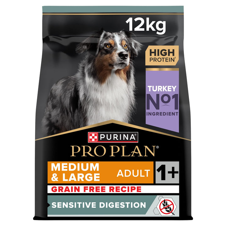PURINA PRO PLAN GRAIN FREE Medium & Large Adult Sensitive Digestion, Hundefutter trocken, reich an T