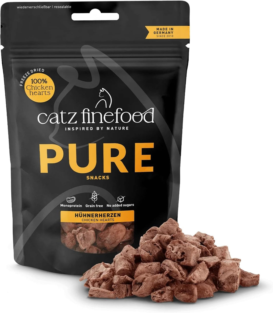 Catz finefood Purrrrly No. 103 Hühnerherzen, gefriergetrockneter Katzensnack/ Katzenleckerli, 6er Pa