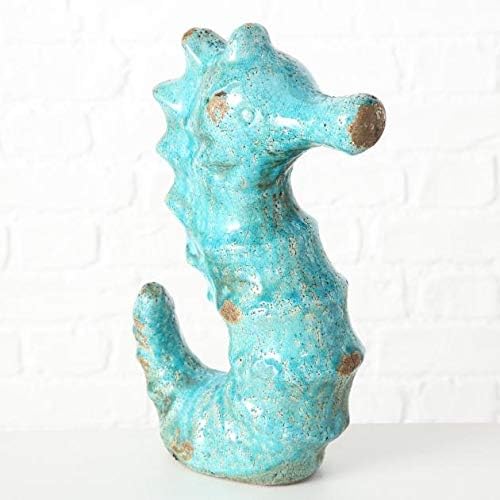 Seepferdchenfigur, Gartenfigur Seepferdchen Fina in türkis, ca. 23 cm x 11 cm x 35 cm