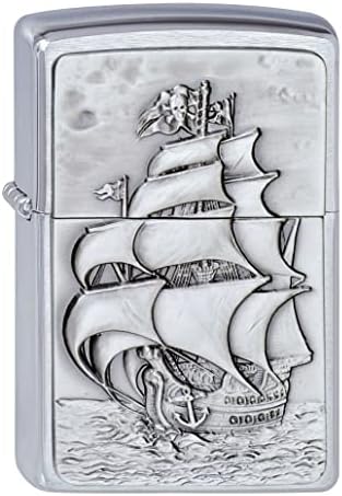 Zippo Feuerzeug 1300154 Pirate's Ship Emblem Benzinfeuerzeug, Messing, Pirate's Ship