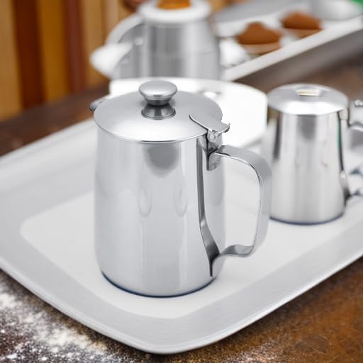 Fdit Edelstahl-Kaffeetasse, Milchaufschäumkrug mit Deckel für Latte-Kaffeekunst für Büro, Küche (600