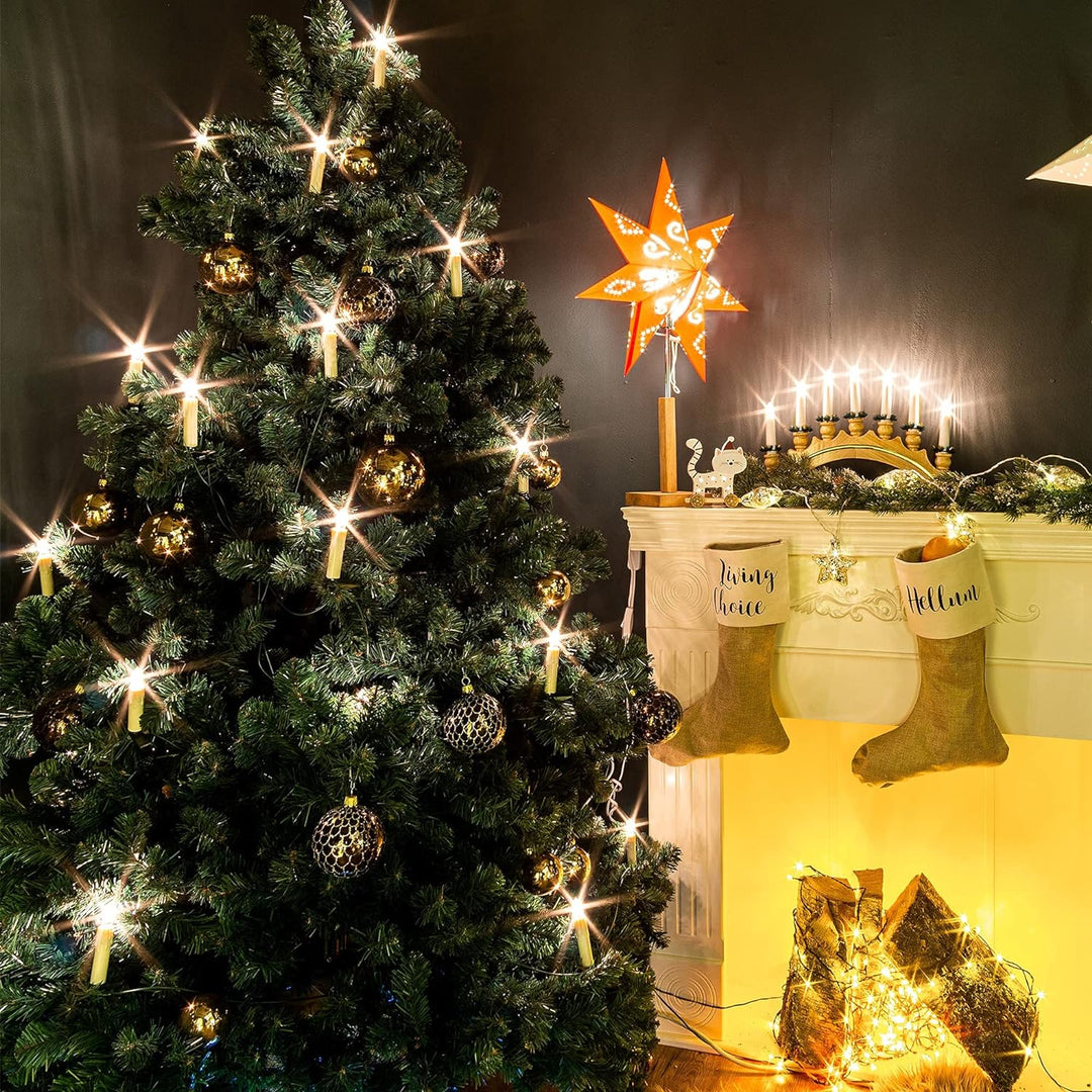 Hellum LED Weihnachtsbaumkerzen kabellos (Basis-Set), 10x warmweiss LED Kerzen mit Fernbedienung, ba
