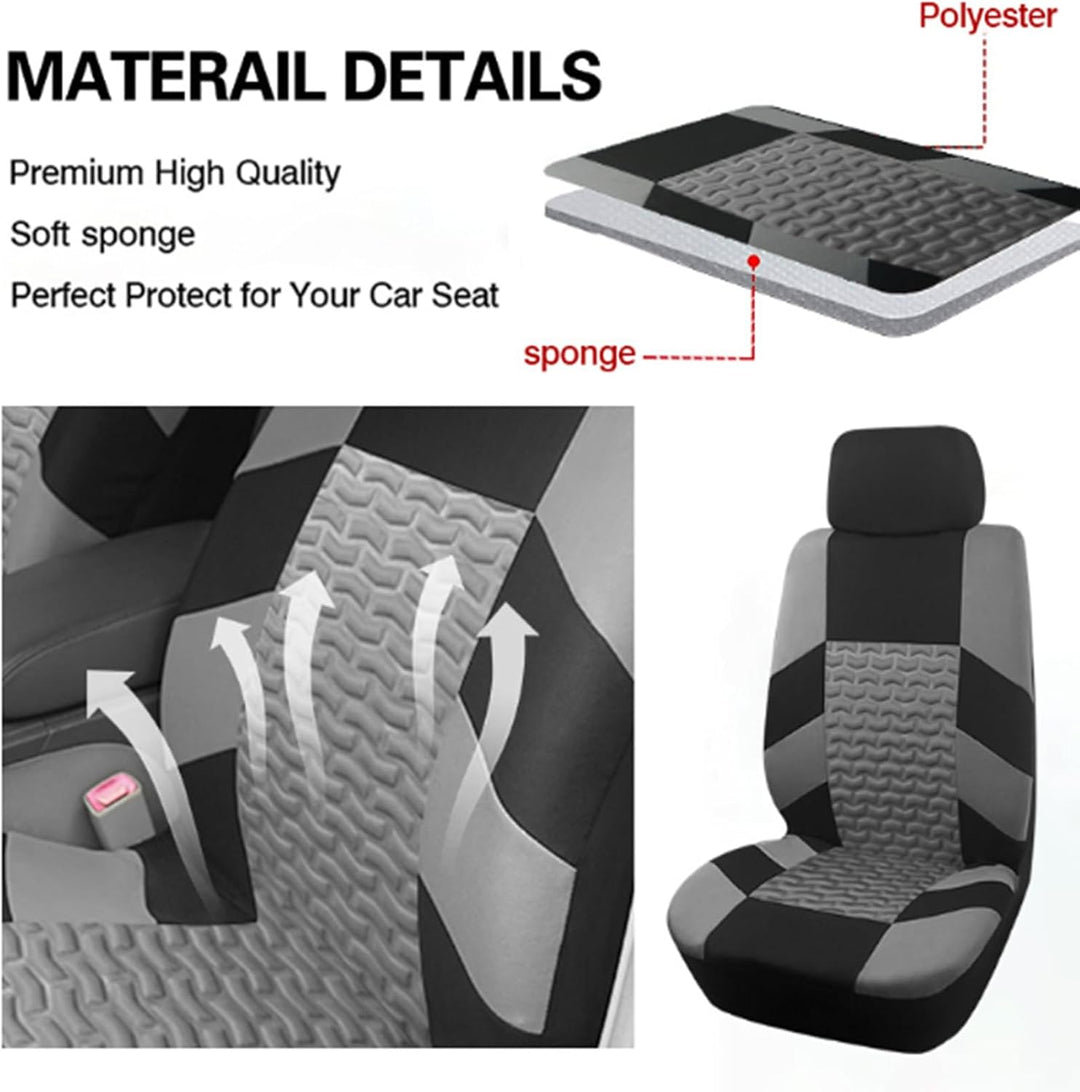 9 Stück Kunstleder Sitzbezüge Auto Set Universal Klassisch Autositzbezüge Sitzschoner Schonbezug Aut