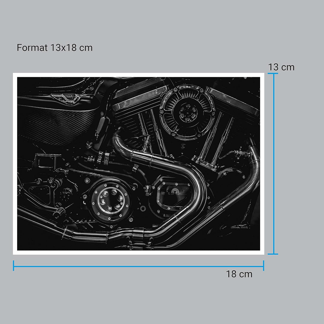 wandmotiv24 Poster als Wanddeko, Grösse 18x13cm, Motorrad, Motor, schwarz, Moderne Wanddeko, Wandbil