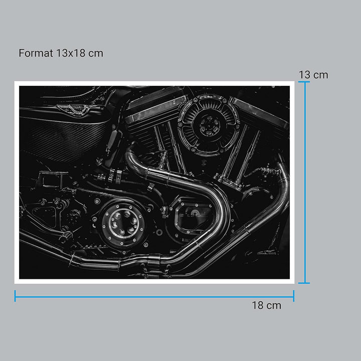 wandmotiv24 Poster als Wanddeko, Grösse 18x13cm, Motorrad, Motor, schwarz, Moderne Wanddeko, Wandbil