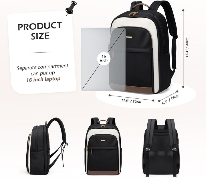 Rucksack Damen für Schule, Laptop Rucksack 16 Zoll, Gross Schultasche Arbeitstasche Lehrertasche Bac