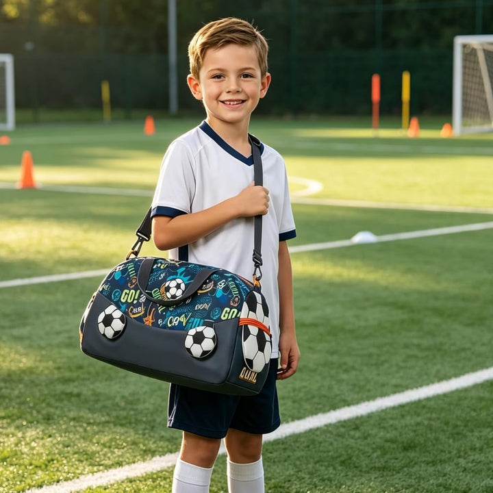 Sporttasche Kinder,Kinder Schwimmtasche,Blau-fussball Weekender Reisetasche,Sporttasche Jungen Mädch
