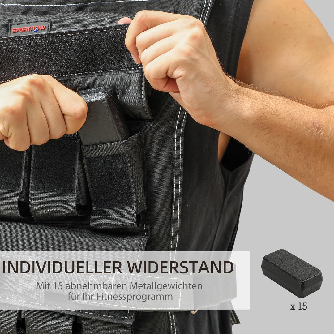 SPORTNOW Gewichtsweste 15/20KG verstellbare Trainingsweste mit herausnehmenbar Gewichten Reflektiere