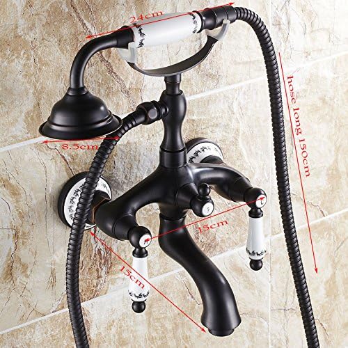 Hiendure® Messing Wandhalterung Badewanne Mitte verbreitet Badewanne Wasserhahn mit Handbrause, Öl e