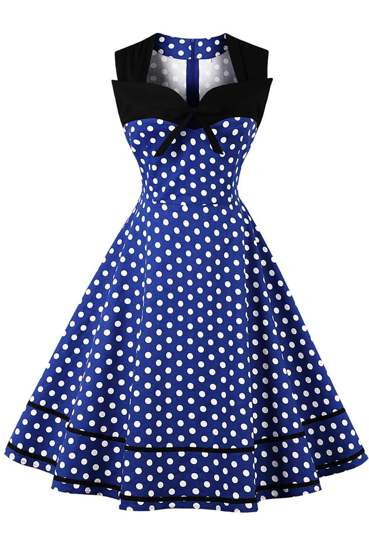 Damen 60er Jahre Polka Dot Vintage Rockabilly Kleid Abendkleider, S