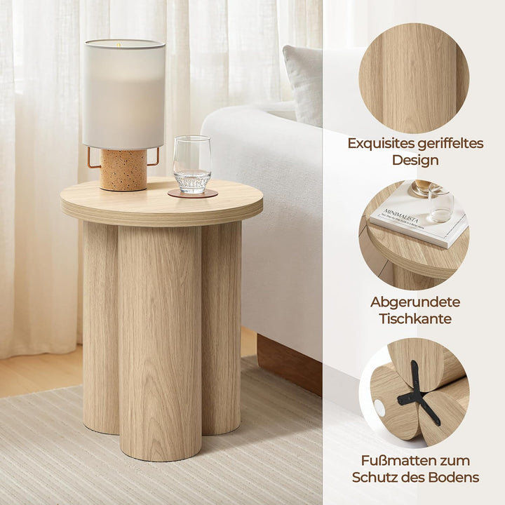 Hometopia Beistelltisch Holz, Kleiner Runder Tisch für Wohnzimmer, Nachttisch für kleine Räume, Mode