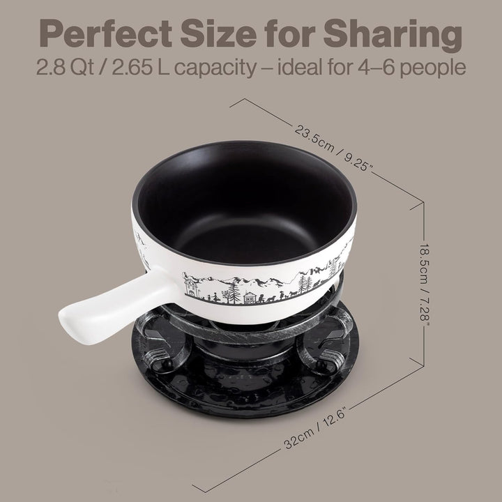 Heidi 9er Set Fondue, Käsefondue, Gabeln, Eintopf, Keramiktopf, Keramikfondue Swissmar Heidi Fondue-