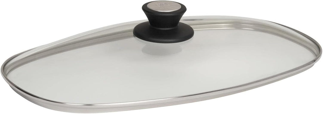 SKK grosser Antihaft Gussbräter 40x24 cm - ohne Induktion - rechteckiger Aluguss Bräter mit Glasdeck