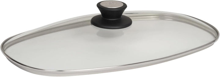 SKK grosser Antihaft Gussbräter 40x24 cm - ohne Induktion - rechteckiger Aluguss Bräter mit Glasdeck