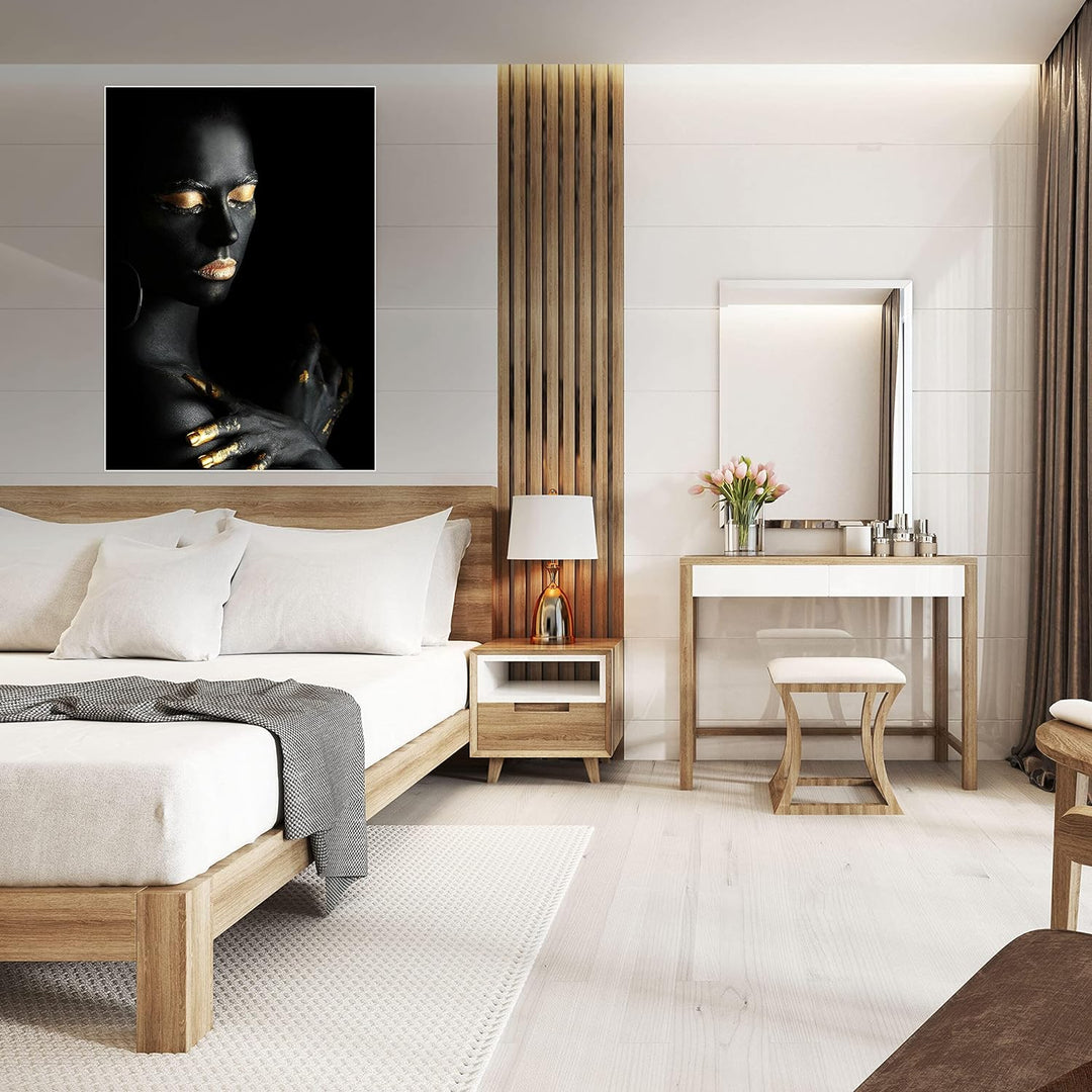 wandmotiv24 Poster als Wanddeko, Grösse Din A0, Gold Collection, Frau in Schwarz, goldene Highlights