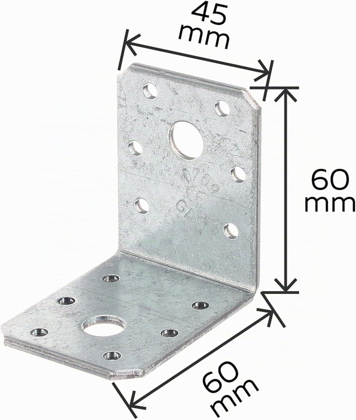 Alberts 846794 Winkelverbinder | sendzimirverzinkt | 60 x 60 x 45 mm | 50er Set, 60 x 60 x 45 mm