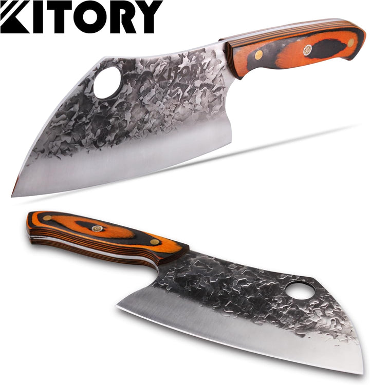Kitory Serbisches Hackmesser 18cm, Chinesisches Küchenmesser für Fleisch & Knochen, Handgeschmiedet,