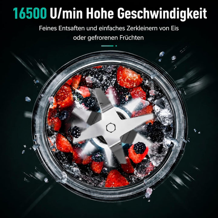 Smoothie Maker To Go mit USB-C, Tragbarer Mixer Mini-Standmixer 650ml für Smoothies & Protein Shakes
