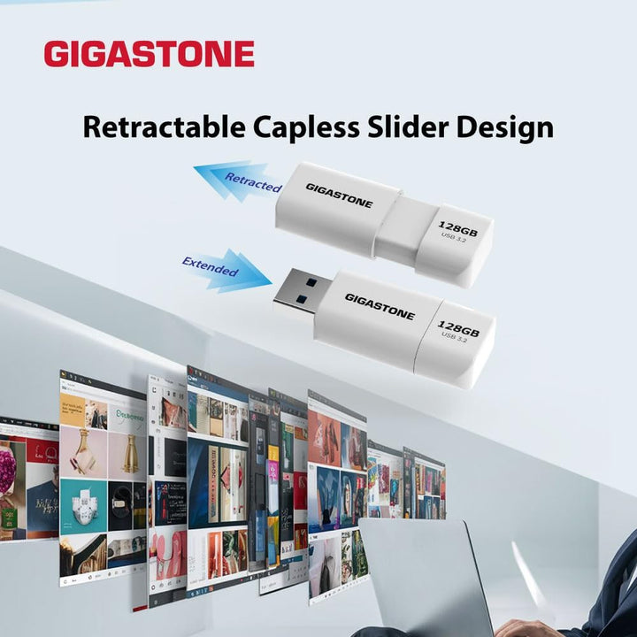 Gigastone Z60 128GB 5-Pack USB 3.2 Gen1 Flash Drive, R/W 120/60MB/s Ultra High Speed Pen Drive, Capl