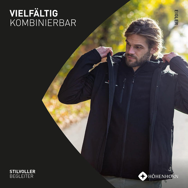 Höhenhorn Eigler Herren Fleece Jacke Full Zip Outdoor Wander Trekking M Blau, M Blau