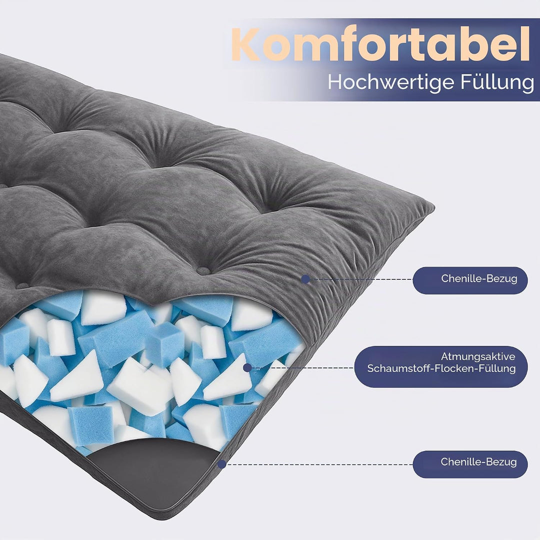 MAXYOYO Futon Matratze, Chenille-Stoff, 15cm Dick Bodenmatratze Verwendbar als Schlafsofa, Geknöpft