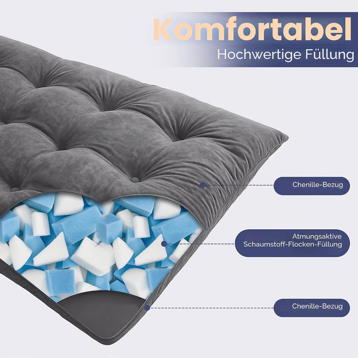 MAXYOYO Futon Matratze, Chenille-Stoff, 15cm Dick Bodenmatratze Verwendbar als Schlafsofa, Geknöpft