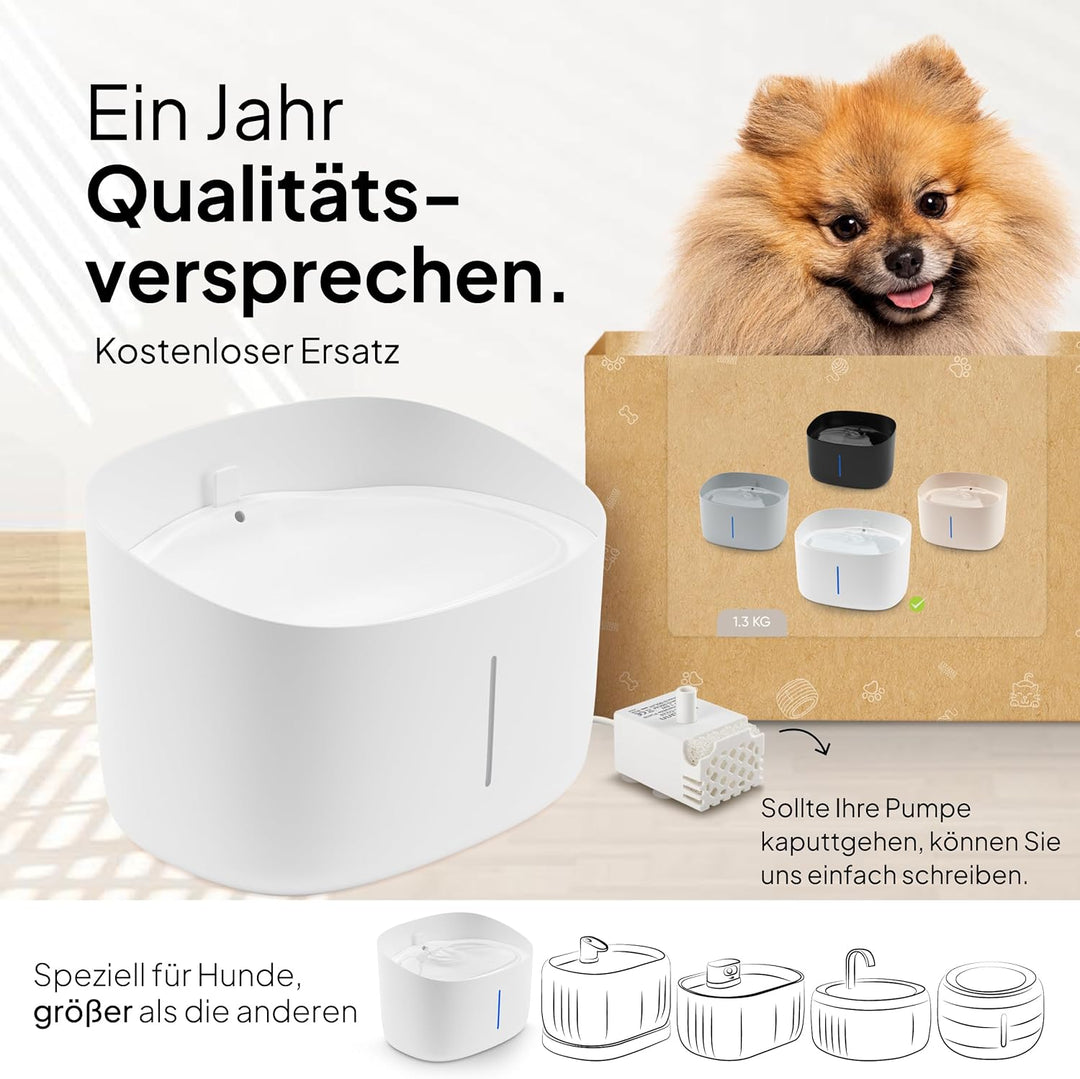 Pretty PAW® Trinkbrunnen für Hunde I Super leiser Hunde Trinkbrunnen mit 7 Liter Wassertank I BPA-fr