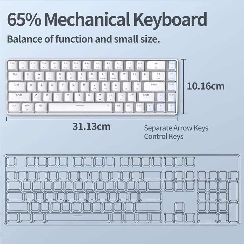 TMKB Mechanische Gaming Tastatur, T68se 60% Prozent Tastatur mit USB Kabel, Anti Ghosting QWERTY Lay