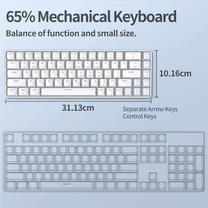 TMKB Mechanische Gaming Tastatur, T68se 60% Prozent Tastatur mit USB Kabel, Anti Ghosting QWERTY Lay