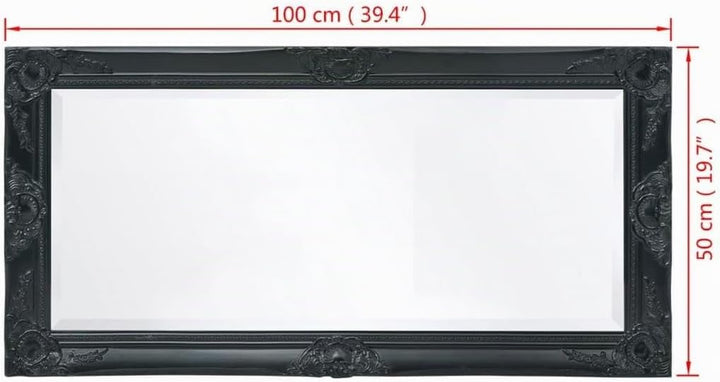 vidaXL Wandspiegel Garderobe Spiegel Badspiegel Antik Barock 100x50 cm Schwarz, Schwarz