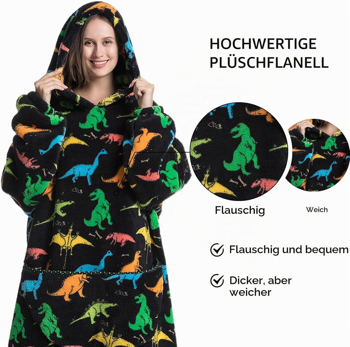 Ultra Weiche Hoodie Decke mit Ärmeln Warme Flanell Decke zum Anziehen für Zuhause Sofa und Bett, Kus