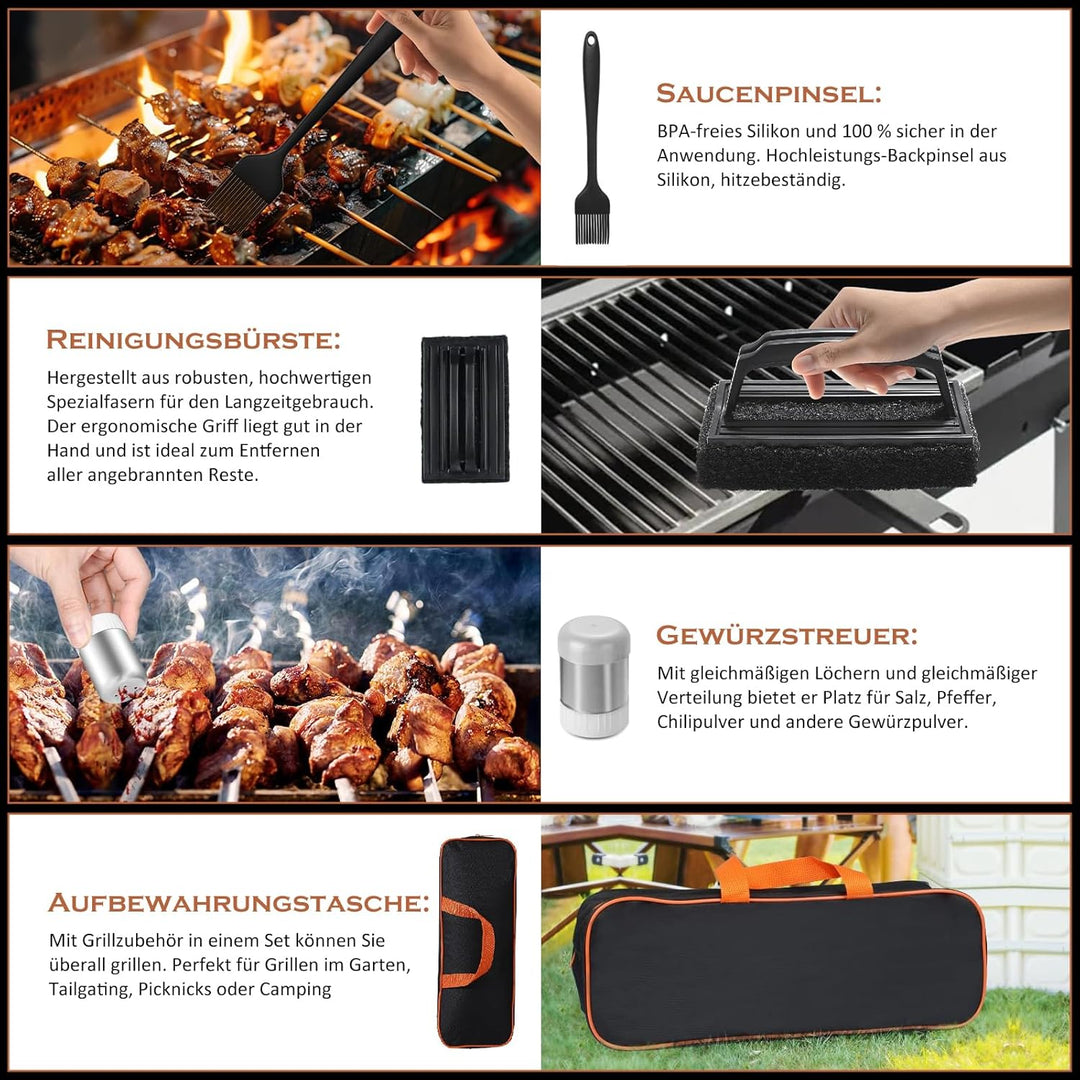35 Stück Grillspachtel Set aus Edelstahl - Teppanyaki Grillschaufel Set, Smash Burger Set, mit Burge
