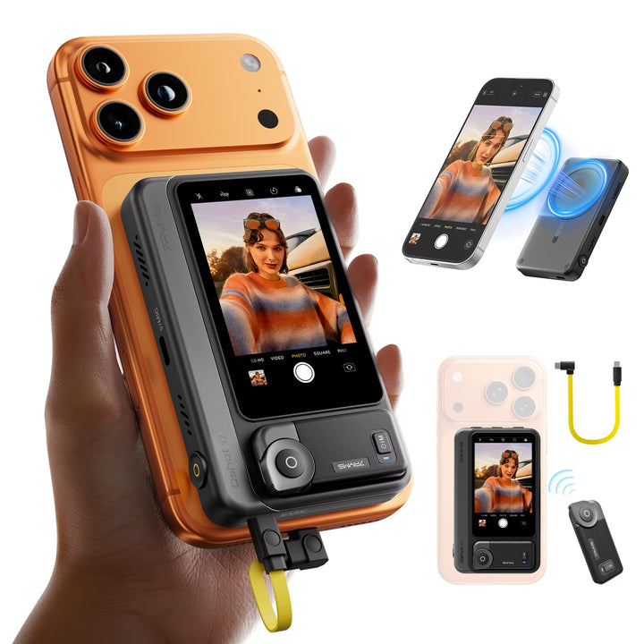 7RYMS Qshot V2 Kabelgebundener Selfie-Monitor für iPhone 17/16 & Android, Magnetischer Smartphone Mo