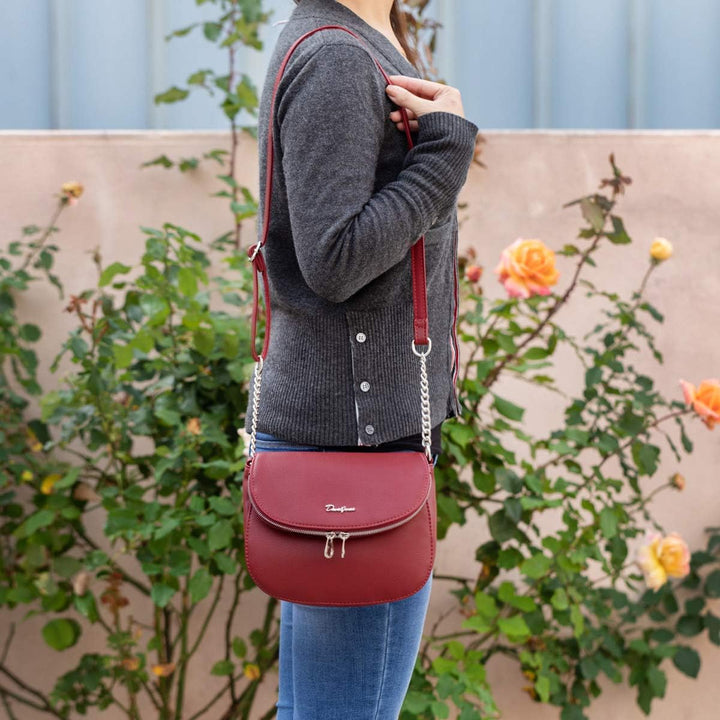 David Jones - Damen Kleine Umhängetasche - Zip Reissverschluss PU Leder Schultertasche - Messenger C