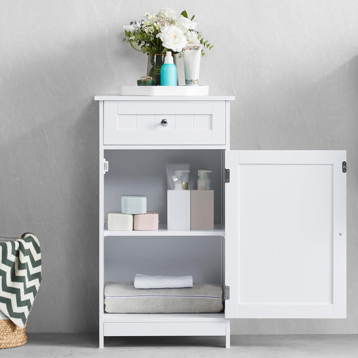 Bath Vida Badezimmerschrank, 1 Tür, 1 Schublade, bodenstehend, Aufbewahrungseinheit, weiss Schrank m
