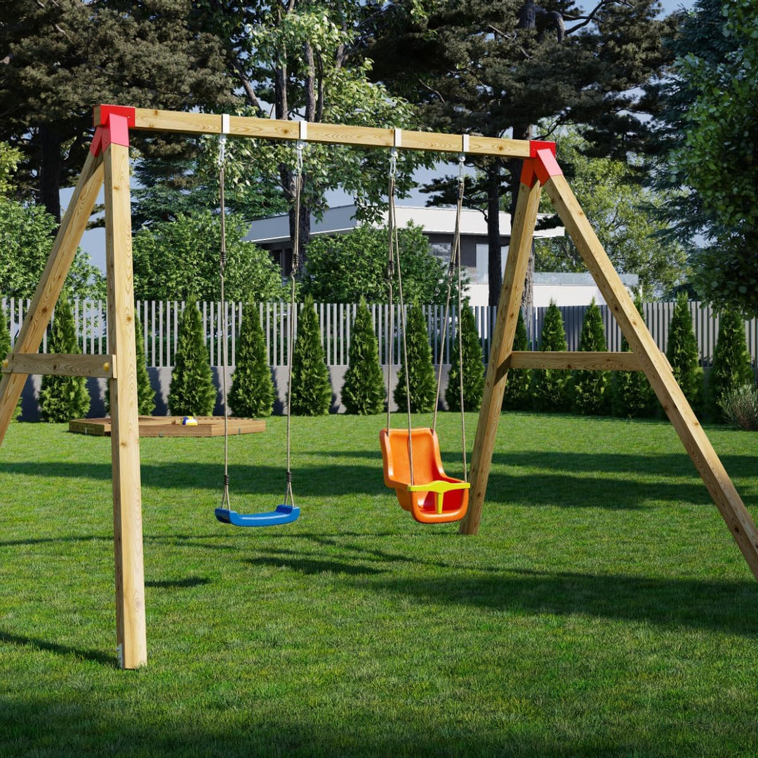TRIBECCO® Vierkant Schaukelverbinder 90/90mm (100°, Rot) aus pulverbeschichtetem Stahlblech für Gart